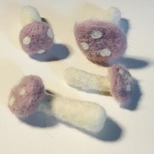 Handmade, Needle Felted, Mushrooms with Catnip!